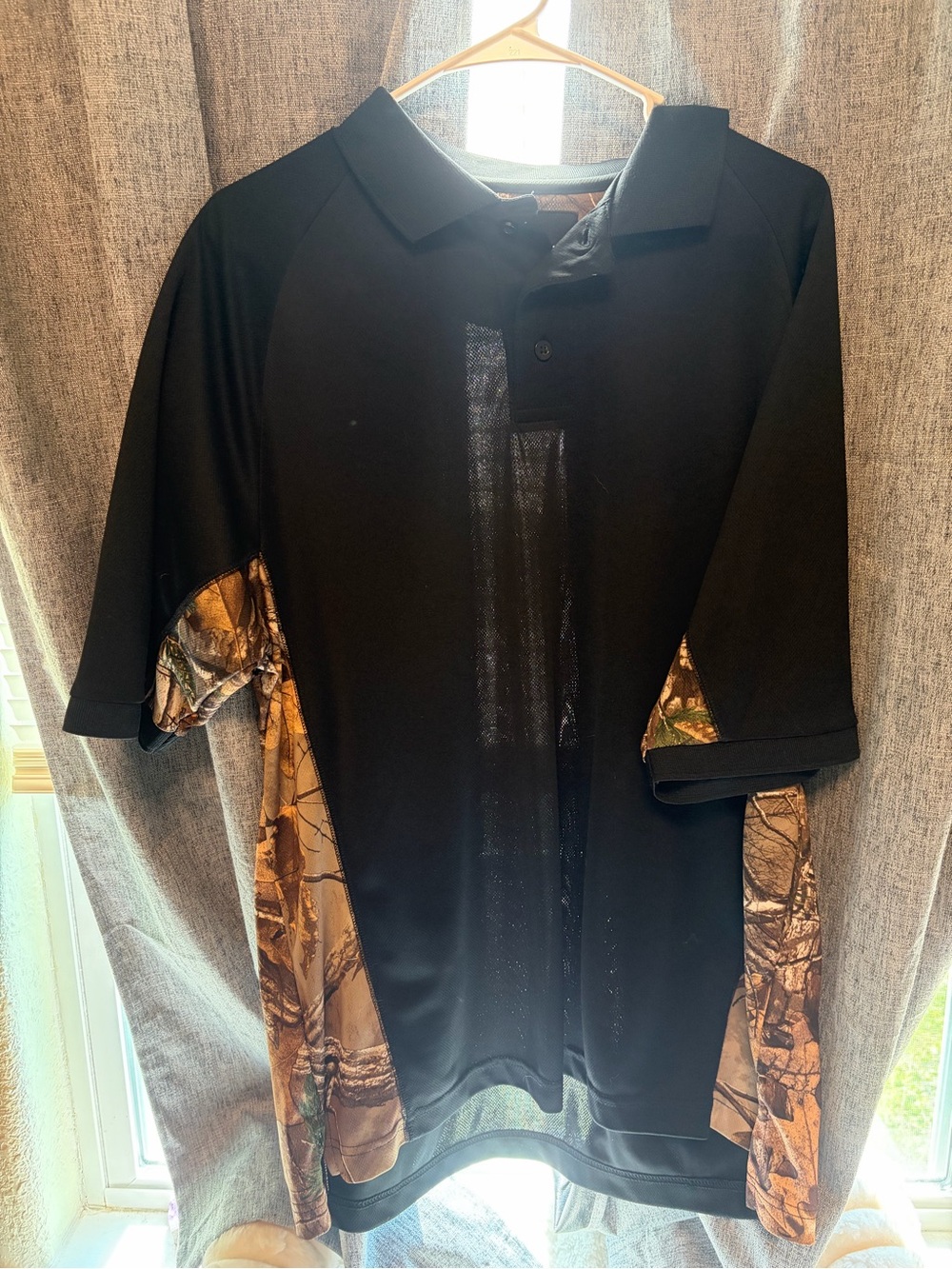 RedHead Black Polo with Camo-Print Trim